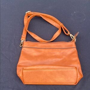 Elegant Orange Leather Shoulder Bag